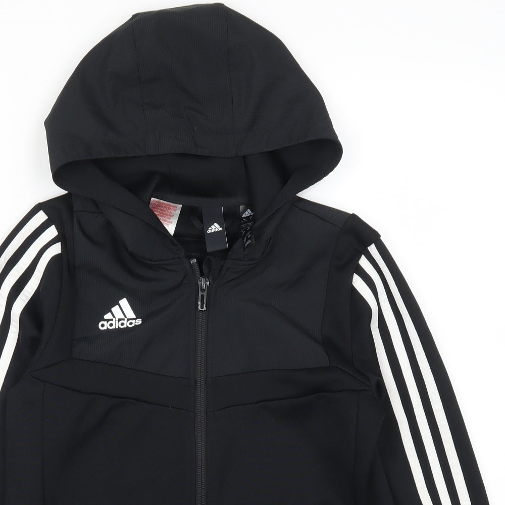 adidas Boys Black   Jacket  Size 9-10 Years