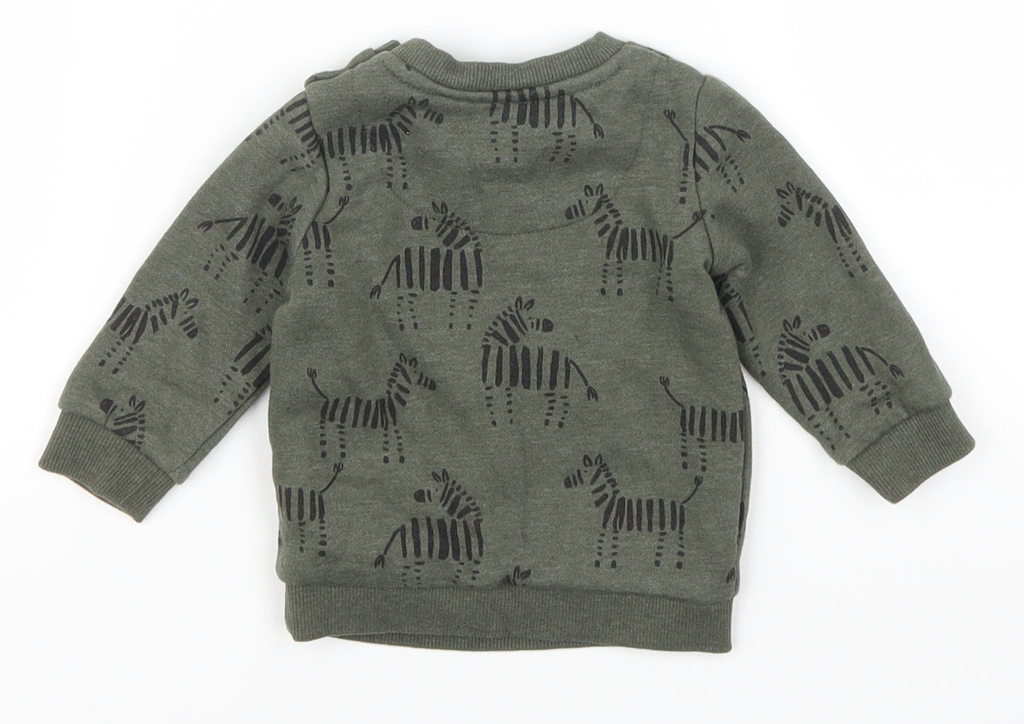 Fred & Flo Boys Green Animal Print  Basic T-Shirt Size 0-3 Months  - Zebra