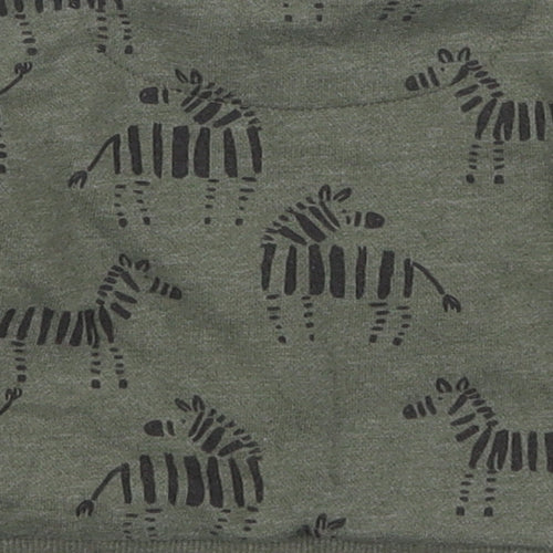 Fred & Flo Boys Green Animal Print  Basic T-Shirt Size 0-3 Months  - Zebra
