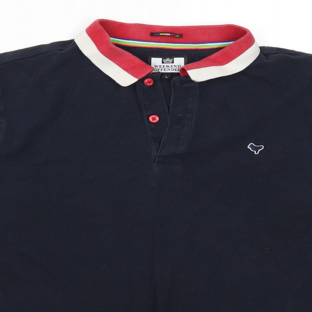 Weekend Offender Mens Blue    Polo Size L
