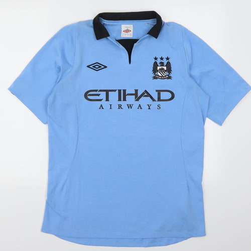 Umbro Mens Blue    T-Shirt Size L  - MCFC Etihad Airways