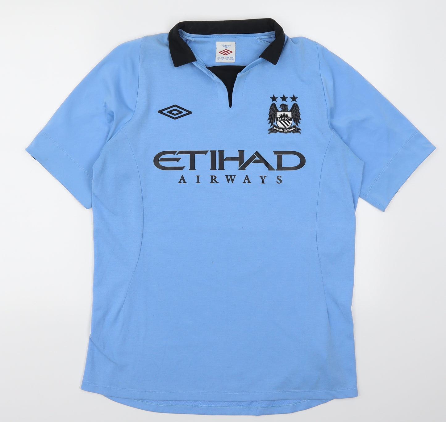 Umbro Mens Blue    T-Shirt Size L  - MCFC Etihad Airways