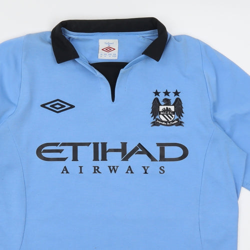 Umbro Mens Blue    T-Shirt Size L  - MCFC Etihad Airways