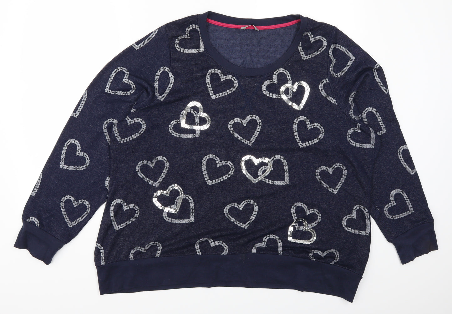 Marks and Spencer Womens Blue Geometric  Pullover Sweatshirt Size 24  - Love Hearts