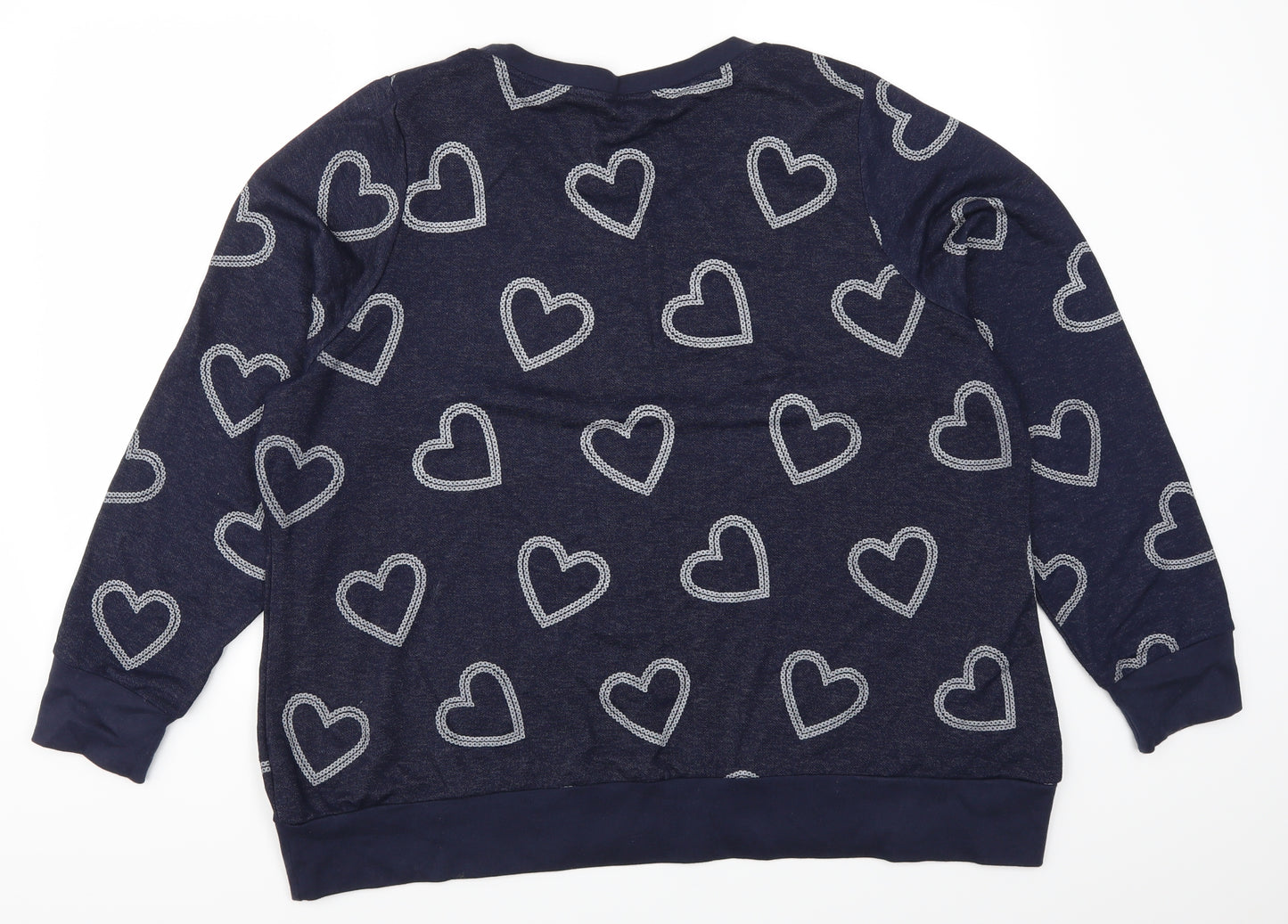 Marks and Spencer Womens Blue Geometric  Pullover Sweatshirt Size 24  - Love Hearts