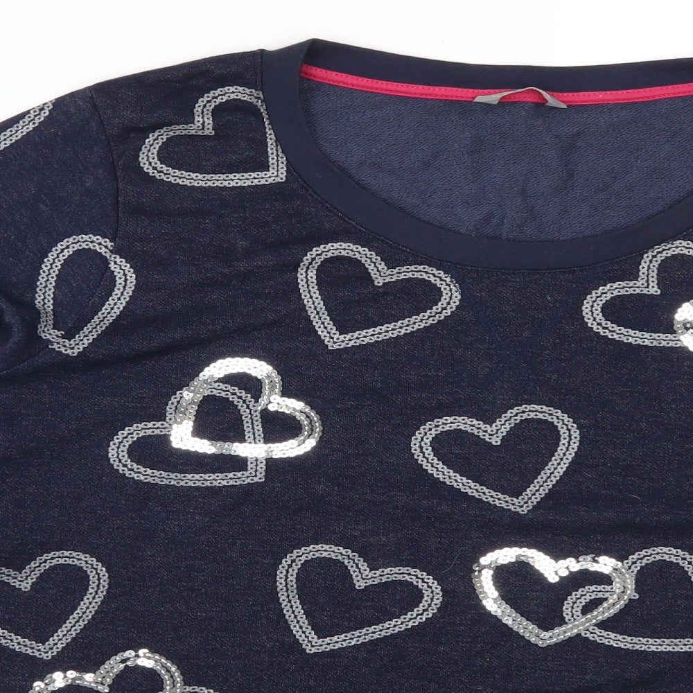 Marks and Spencer Womens Blue Geometric  Pullover Sweatshirt Size 24  - Love Hearts
