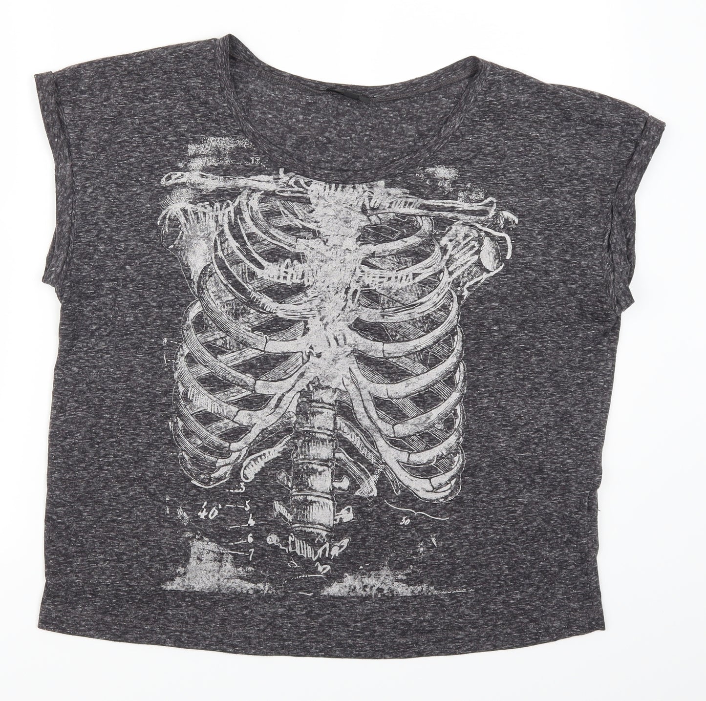 Topshop Womens Grey   Basic T-Shirt Size 10  - Rib Cage