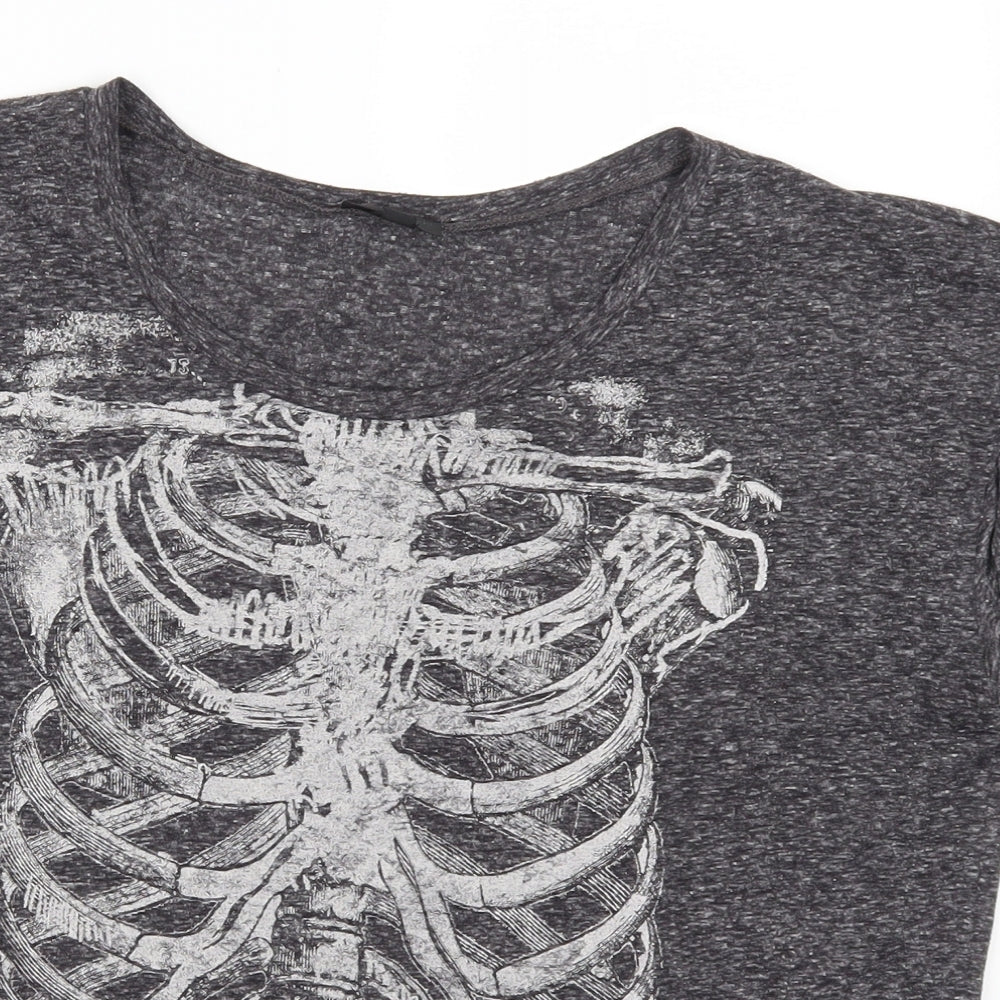 Topshop Womens Grey   Basic T-Shirt Size 10  - Rib Cage