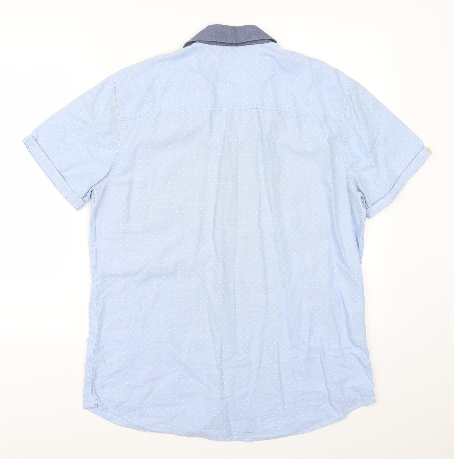 NEXT Mens Blue Polka Dot   Button-Up Size L