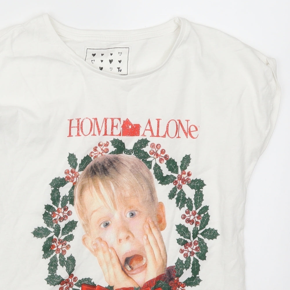 TU Girls White   Basic T-Shirt Size 12 Years  - Home Alone