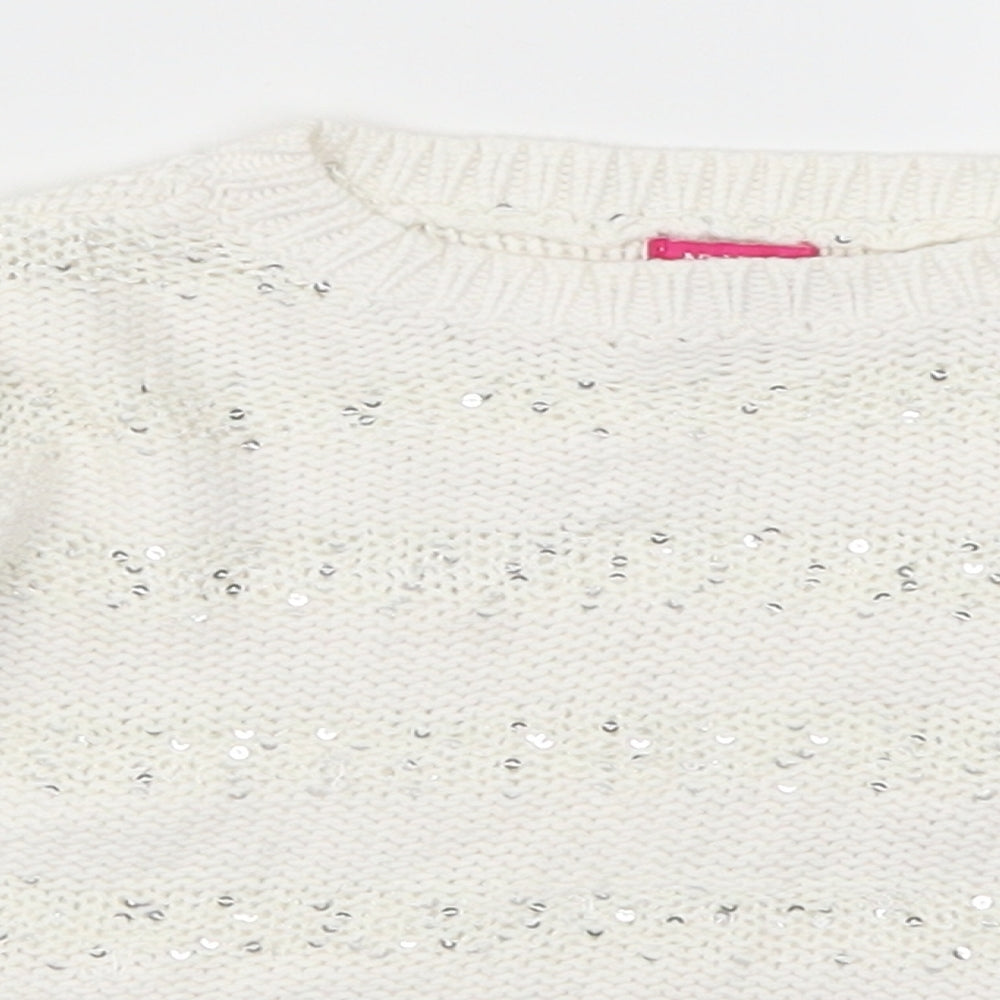 Nutmeg Girls White Striped  Pullover Jumper Size 18-24 Months