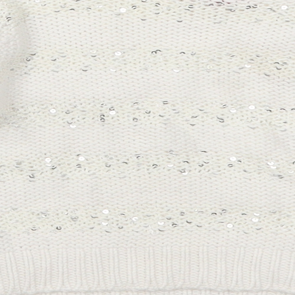 Nutmeg Girls White Striped  Pullover Jumper Size 18-24 Months