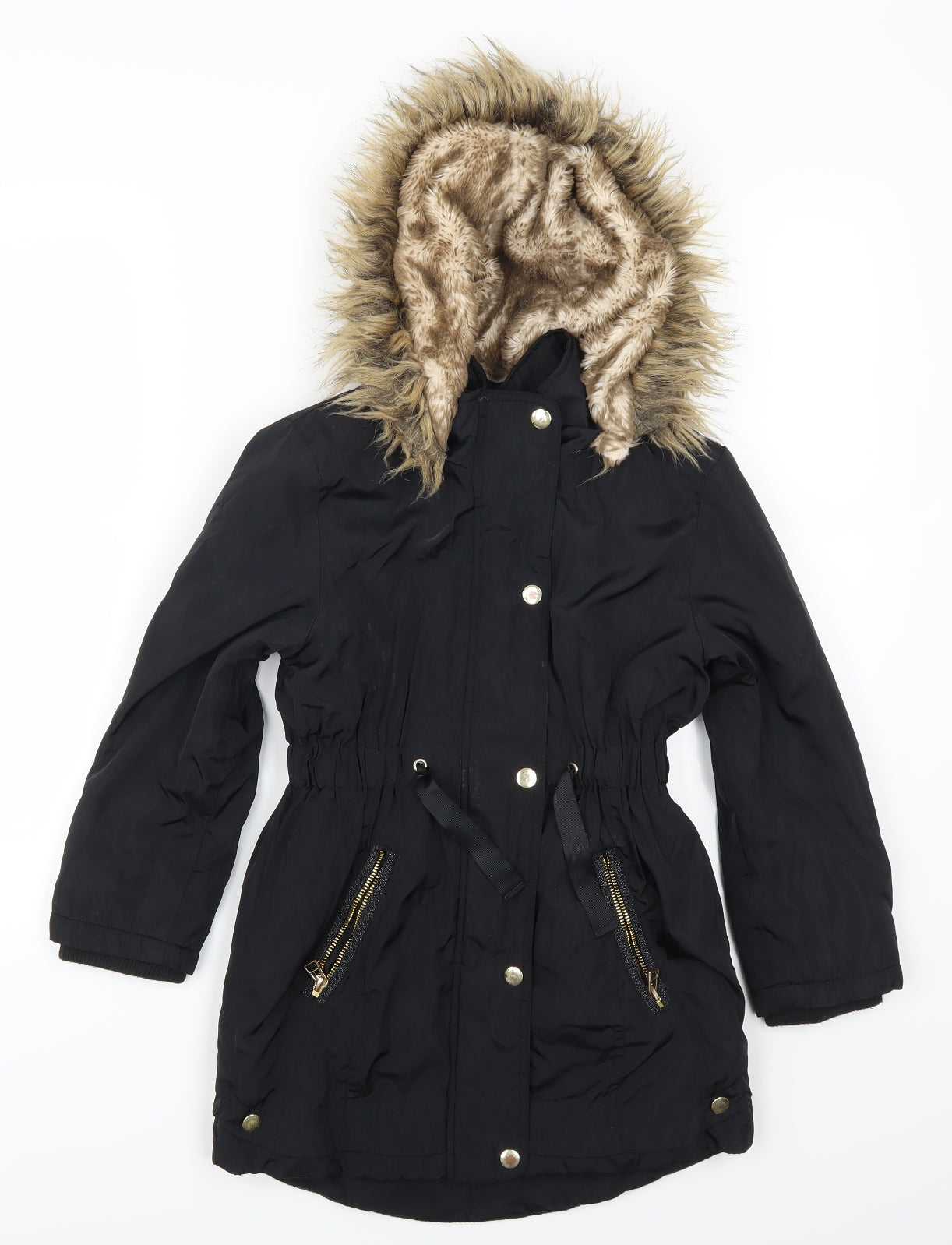 TU Girls Black   Parka Coat Size 7-8 Years