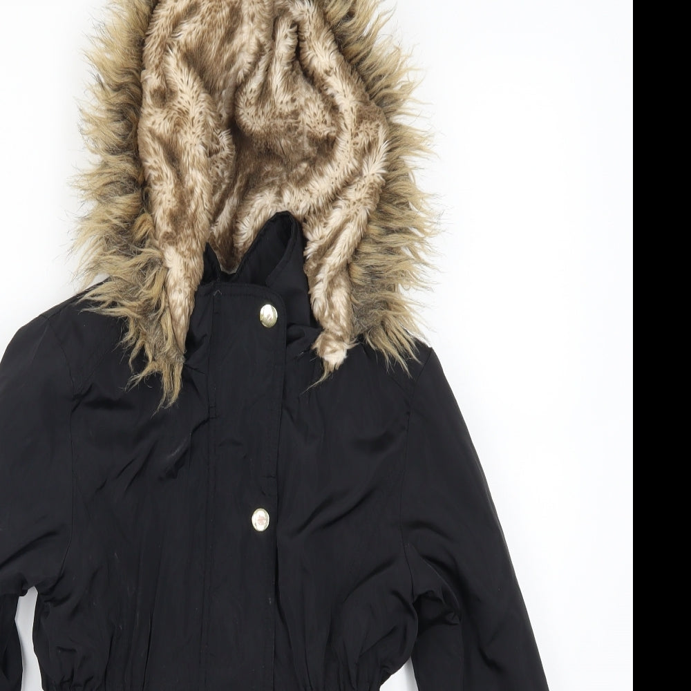 TU Girls Black   Parka Coat Size 7-8 Years
