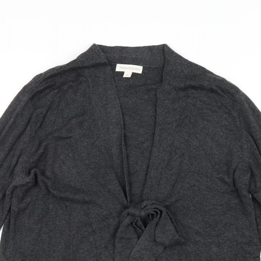 Monsoon Womens Grey  Knit Cardigan Jumper Size M  - Tie front