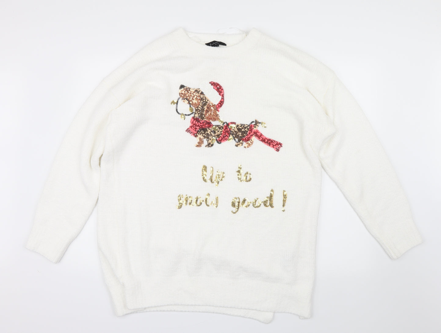 F&F Womens White  Knit Pullover Jumper Size 20  - Christmas