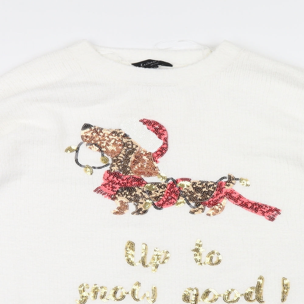 F&F Womens White  Knit Pullover Jumper Size 20  - Christmas