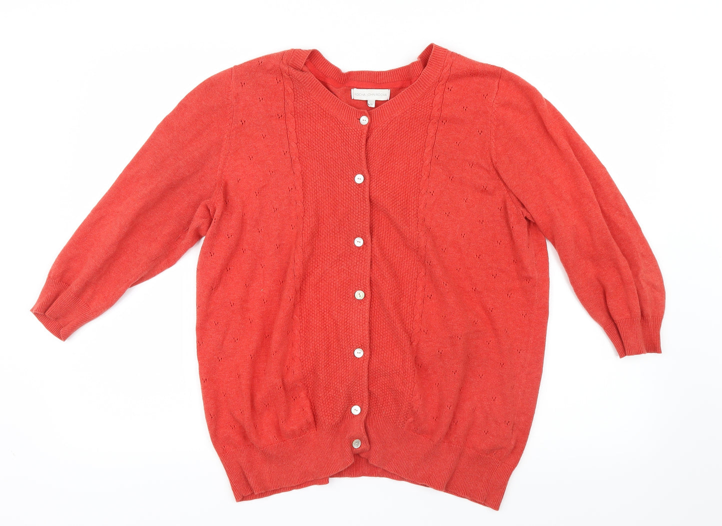 Rocha.John Rocha Womens Red  Knit Cardigan Jumper Size 18