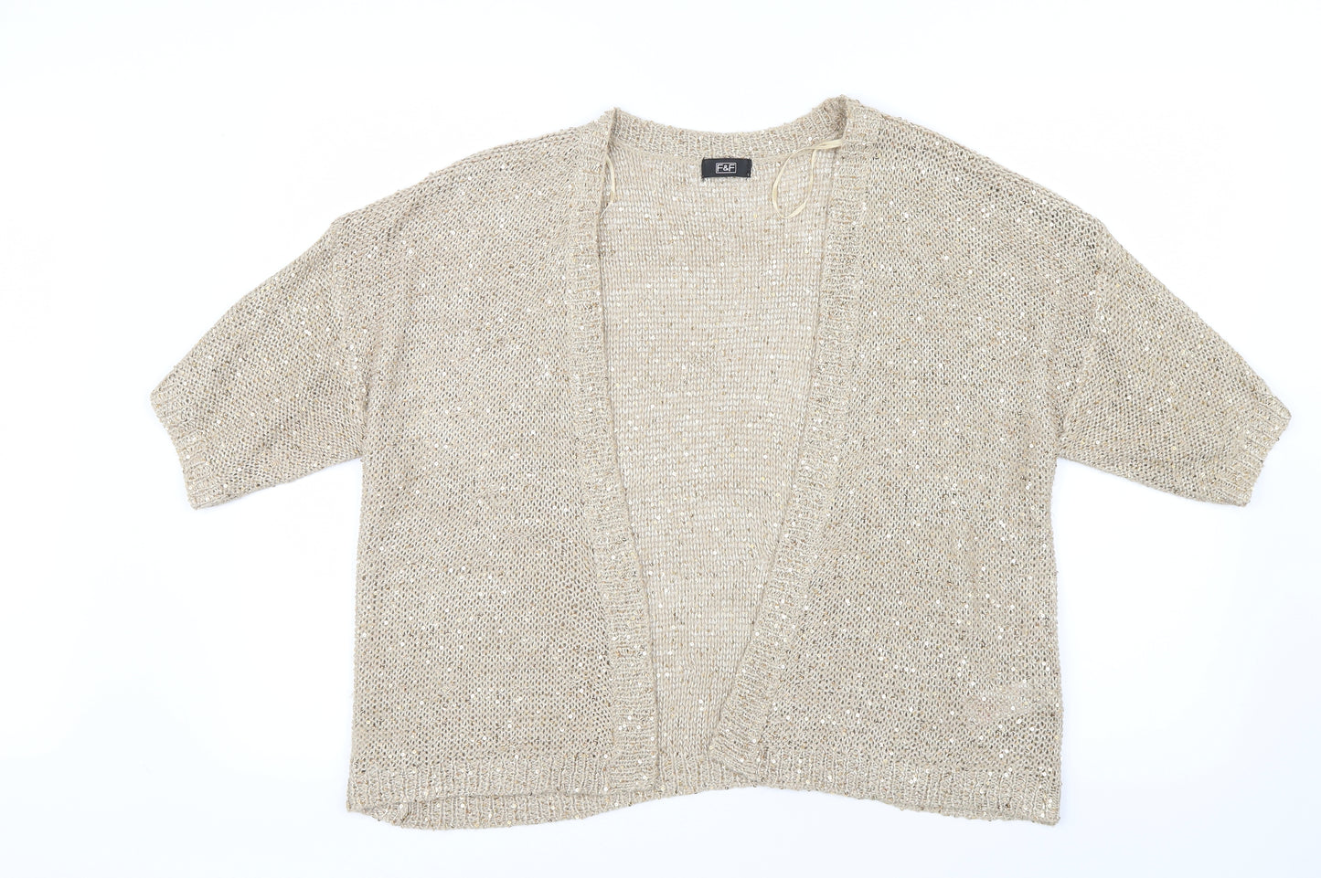 F&F Womens Gold   Cardigan Jumper Size 16