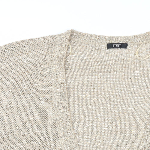 F&F Womens Gold   Cardigan Jumper Size 16