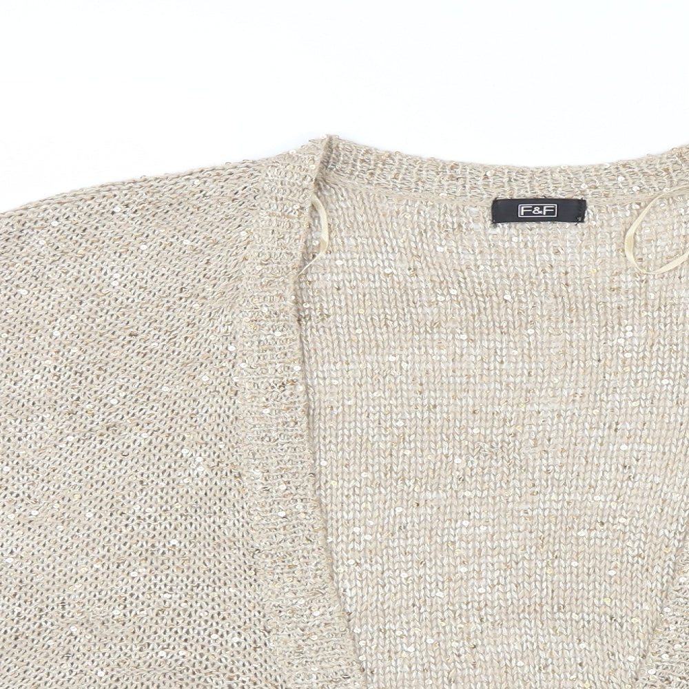 F&F Womens Gold   Cardigan Jumper Size 16