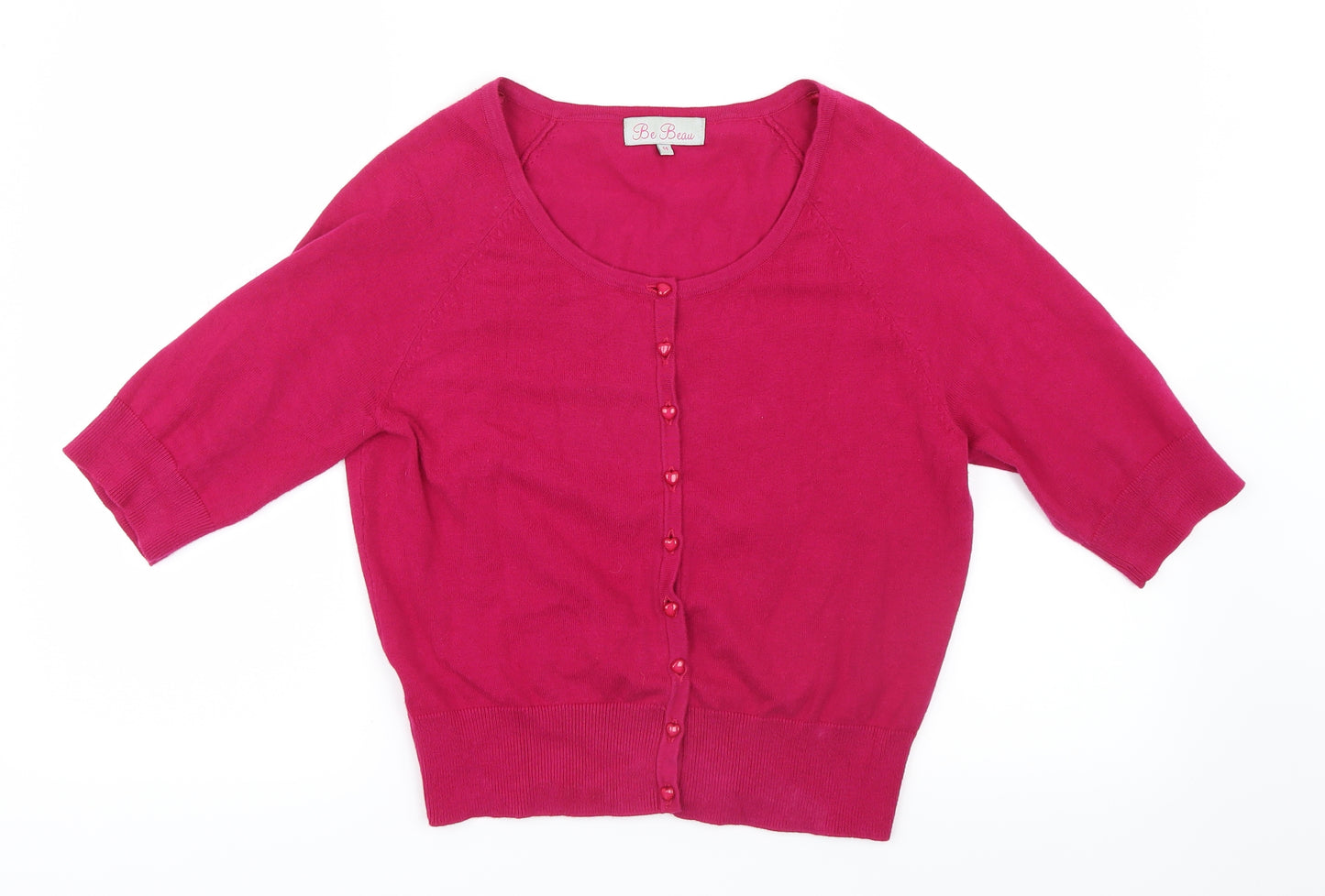 Be Beau Womens Pink  Knit Cardigan Jumper Size 14