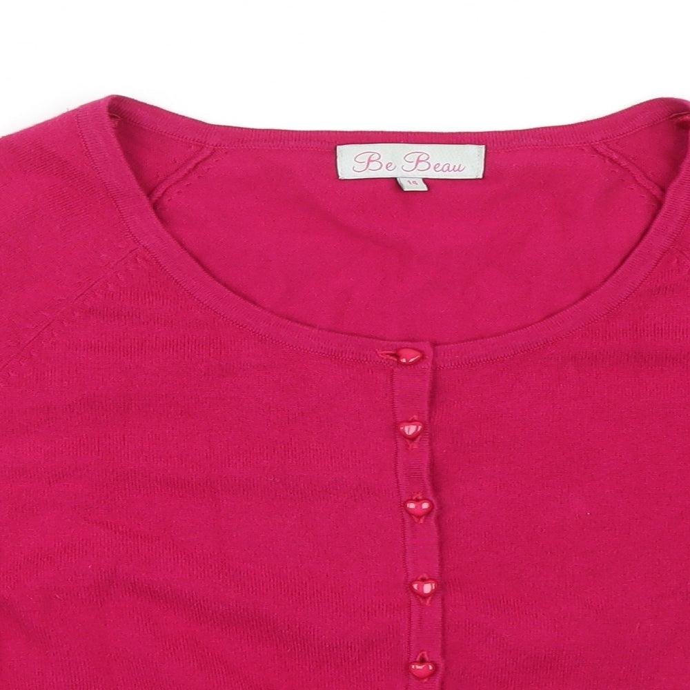 Be Beau Womens Pink  Knit Cardigan Jumper Size 14