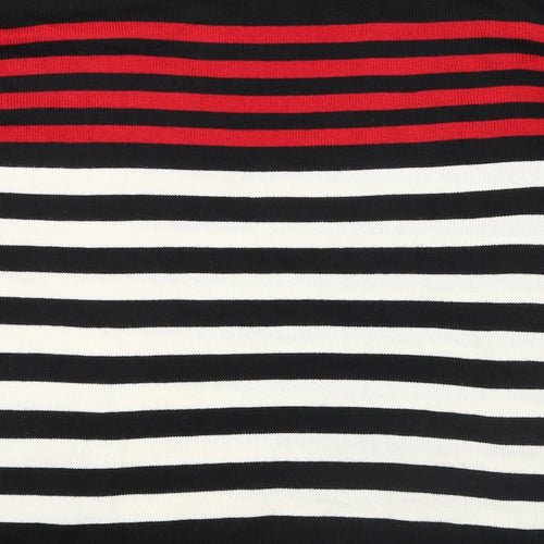 F&F Womens Black Striped Knit Pullover Jumper Size 12