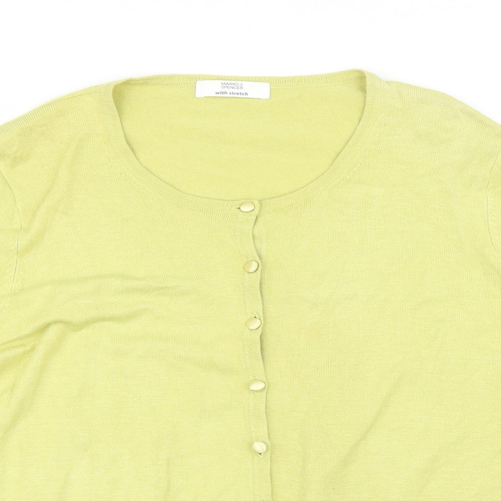 Marks and Spencer Womens Green  Knit Cardigan Jumper Size 16