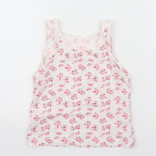 George Girls White Floral Jersey Basic Tank Size 3-4 Years