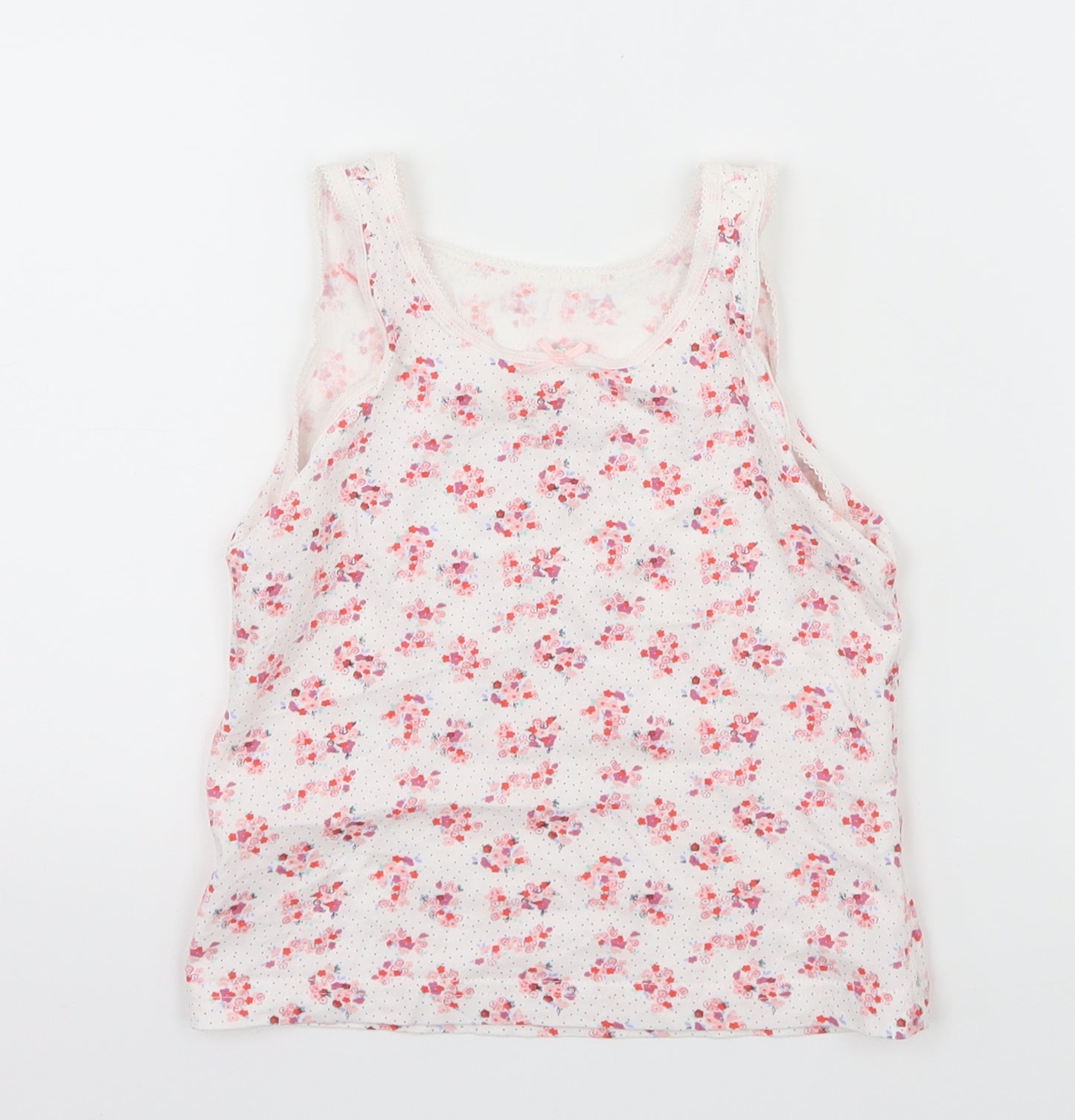 George Girls White Floral Jersey Basic Tank Size 3-4 Years