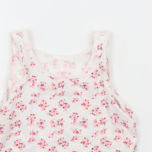George Girls White Floral Jersey Basic Tank Size 3-4 Years