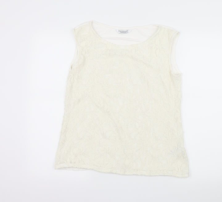 Debenhams Womens Ivory  Lace Basic T-Shirt Size 16