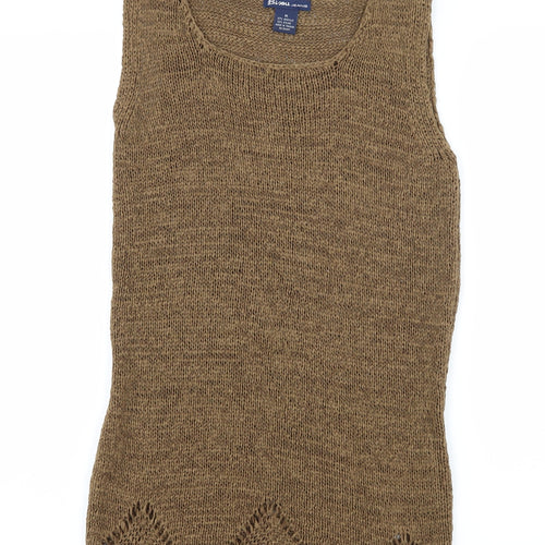 Bisou Womens Brown  Knit Basic Tank Size M