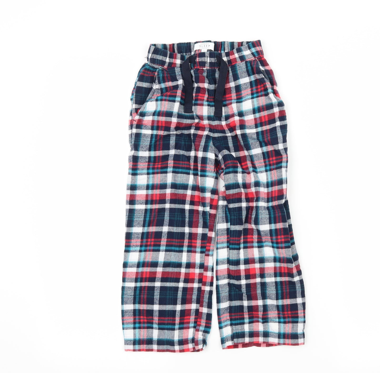 Debenhams Boys Blue Plaid Jersey  Pyjama Pants Size 3-4 Years