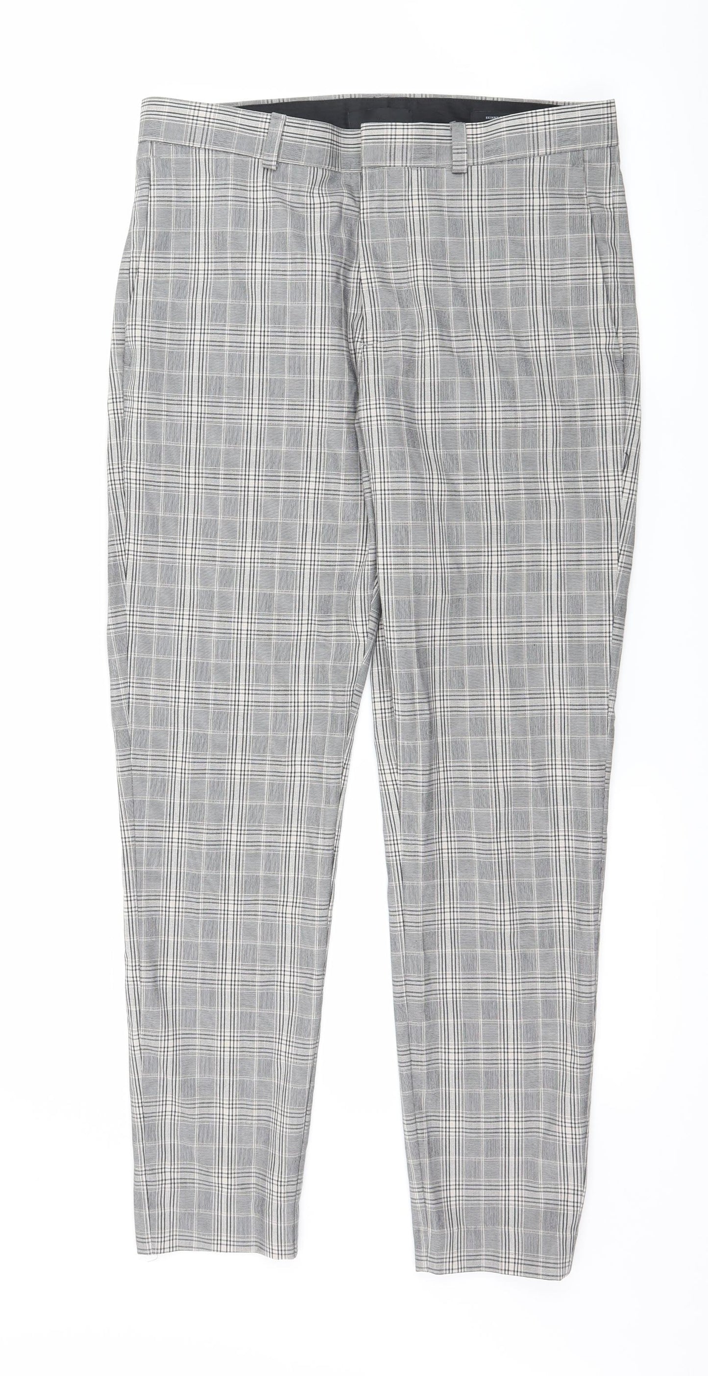 H&M Mens Grey Check  Rain Trousers Trousers Size 30 in L27 in