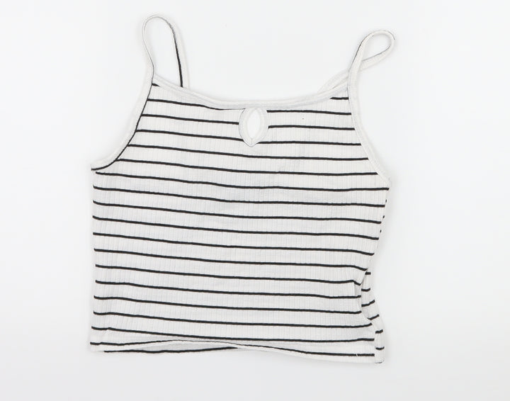 Primark Girls White Striped Jersey Camisole Tank Size 8 Years