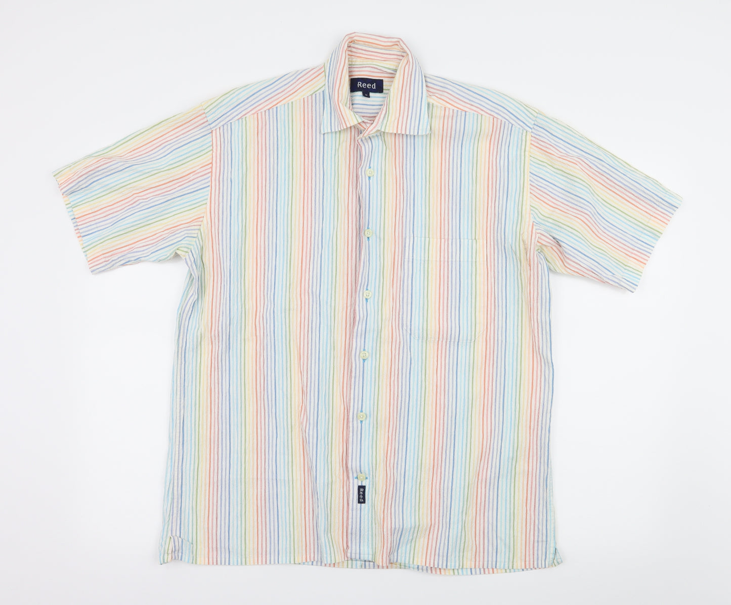 Reed Mens Multicoloured Striped   Button-Up Size M