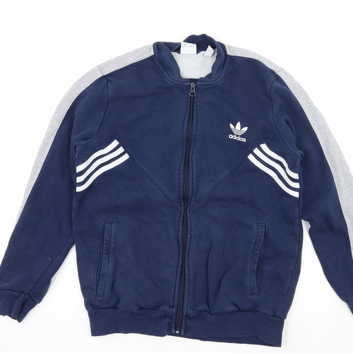adidas Boys Black Striped Jersey Full Zip Sweatshirt Size 13-14 Years