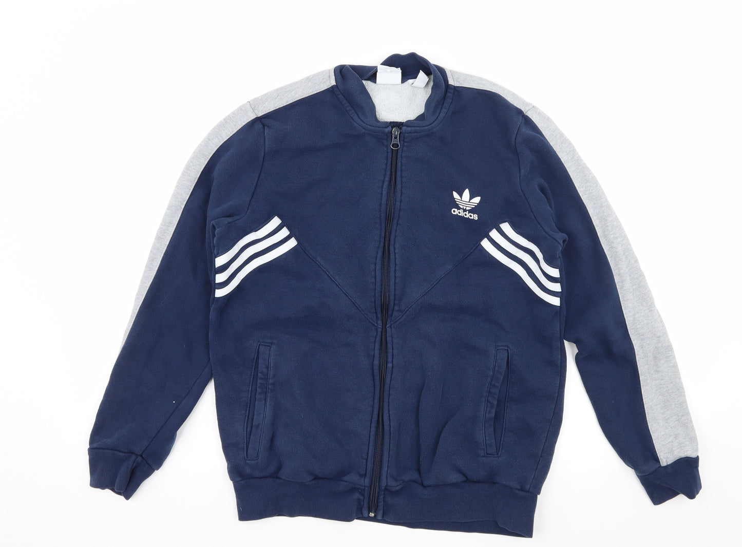 adidas Boys Black Striped Jersey Full Zip Sweatshirt Size 13-14 Years
