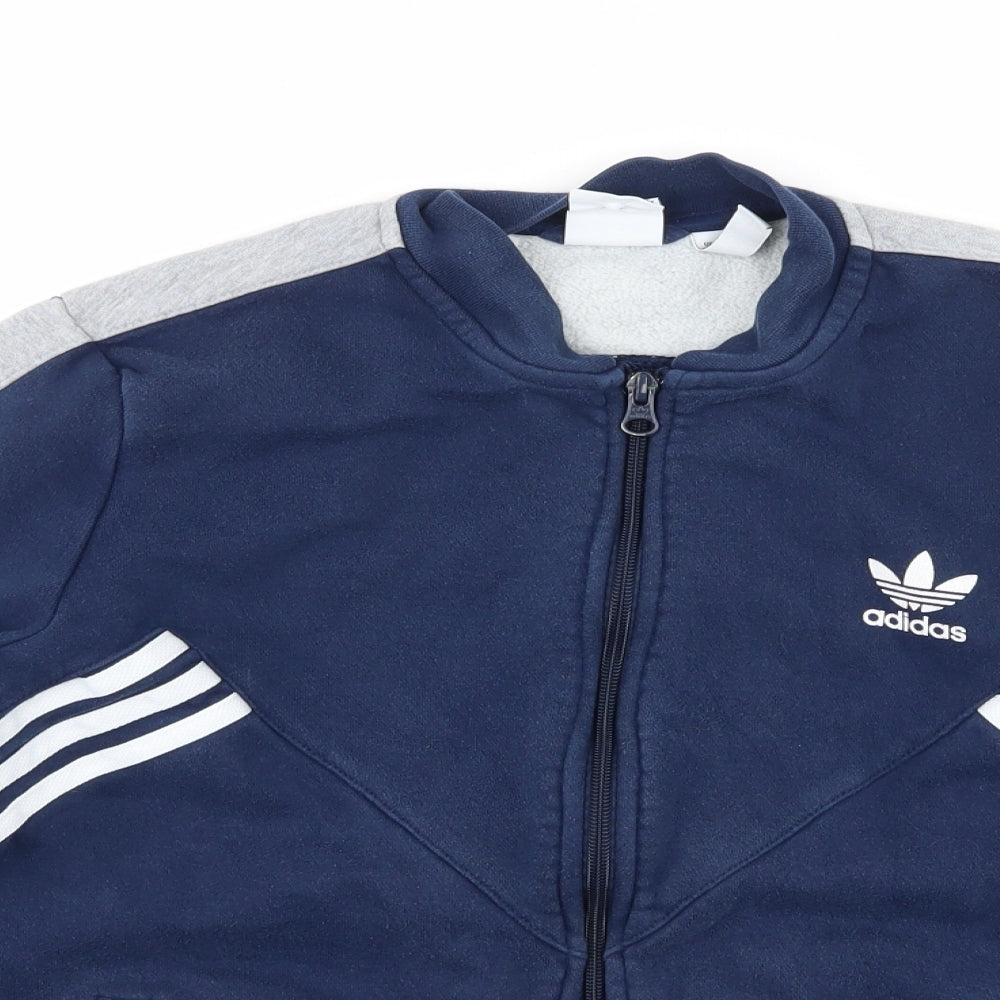 adidas Boys Black Striped Jersey Full Zip Sweatshirt Size 13-14 Years