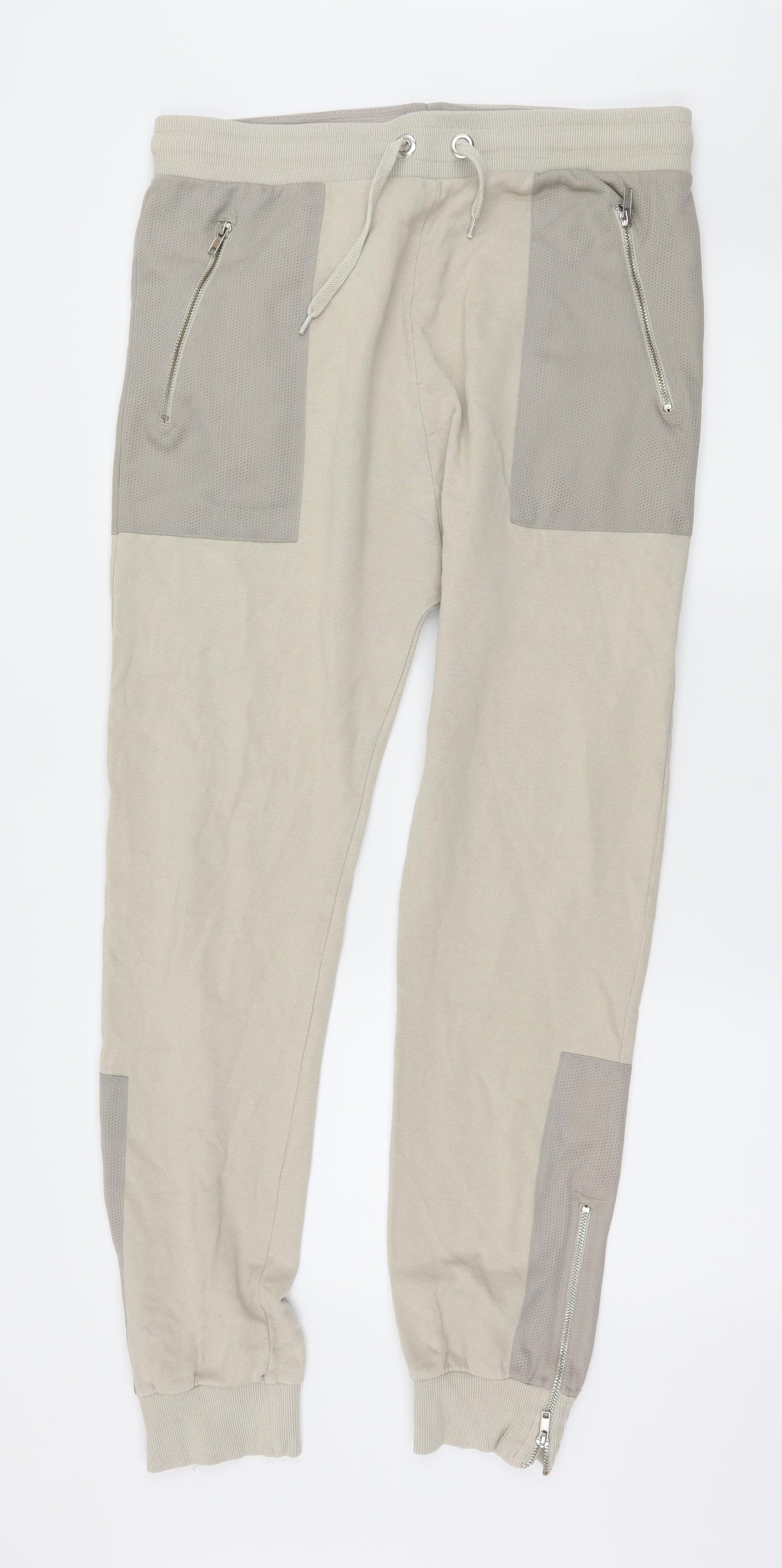 River Island Mens Ivory  Jersey Jogger Trousers Size M L29 in
