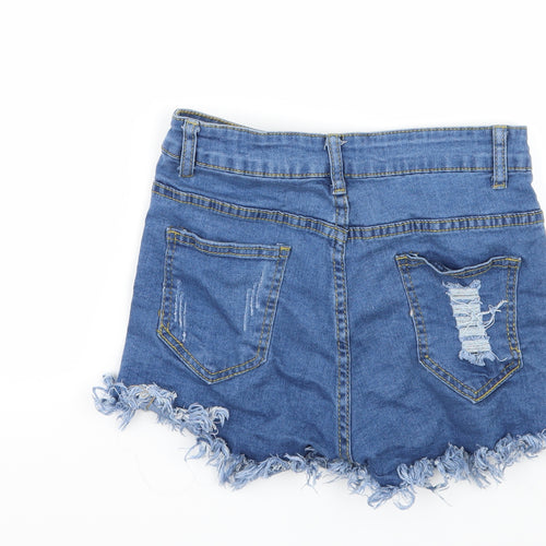 Preworn Girls Blue  Denim Hot Pants Shorts Size M - Distressed