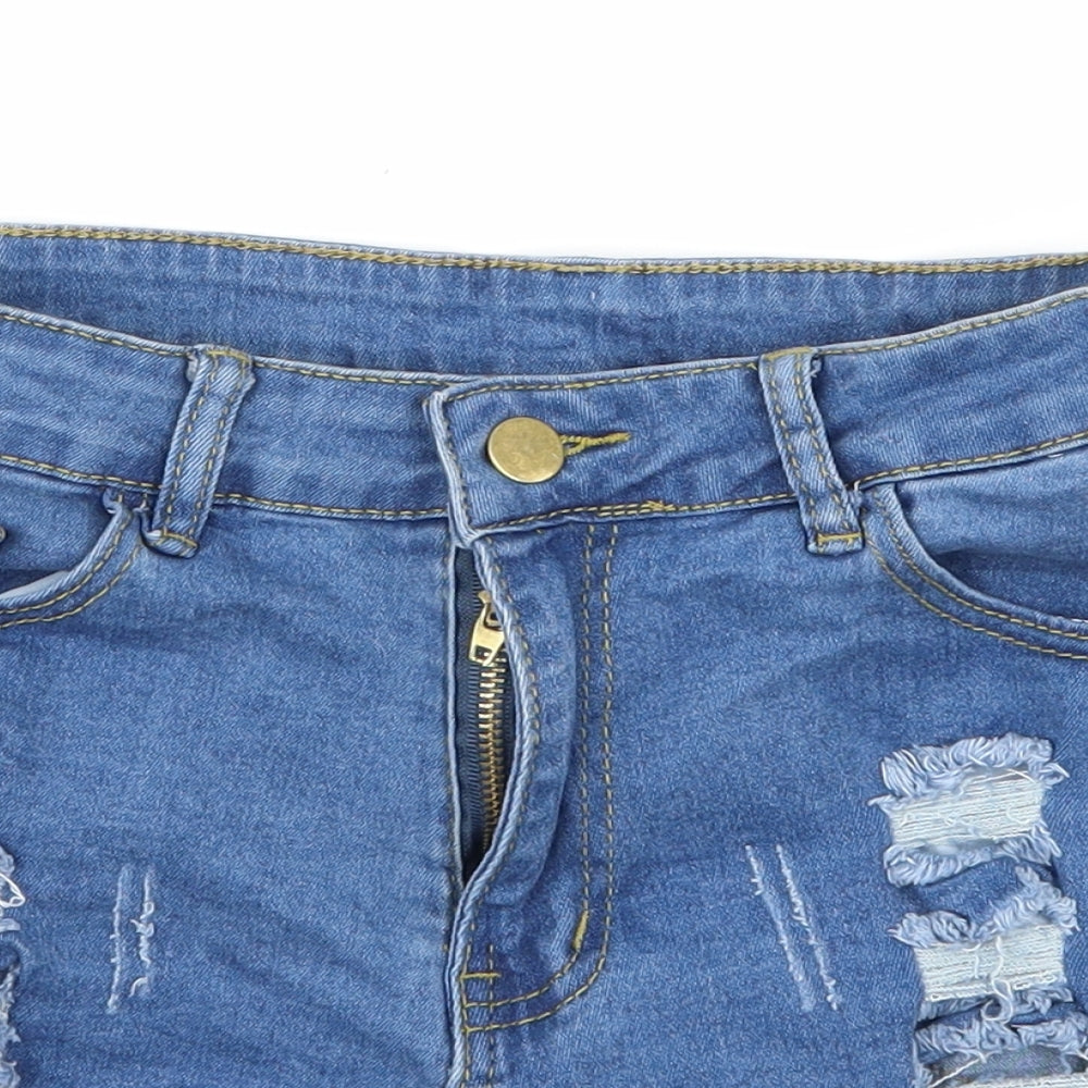 Preworn Girls Blue  Denim Hot Pants Shorts Size M - Distressed