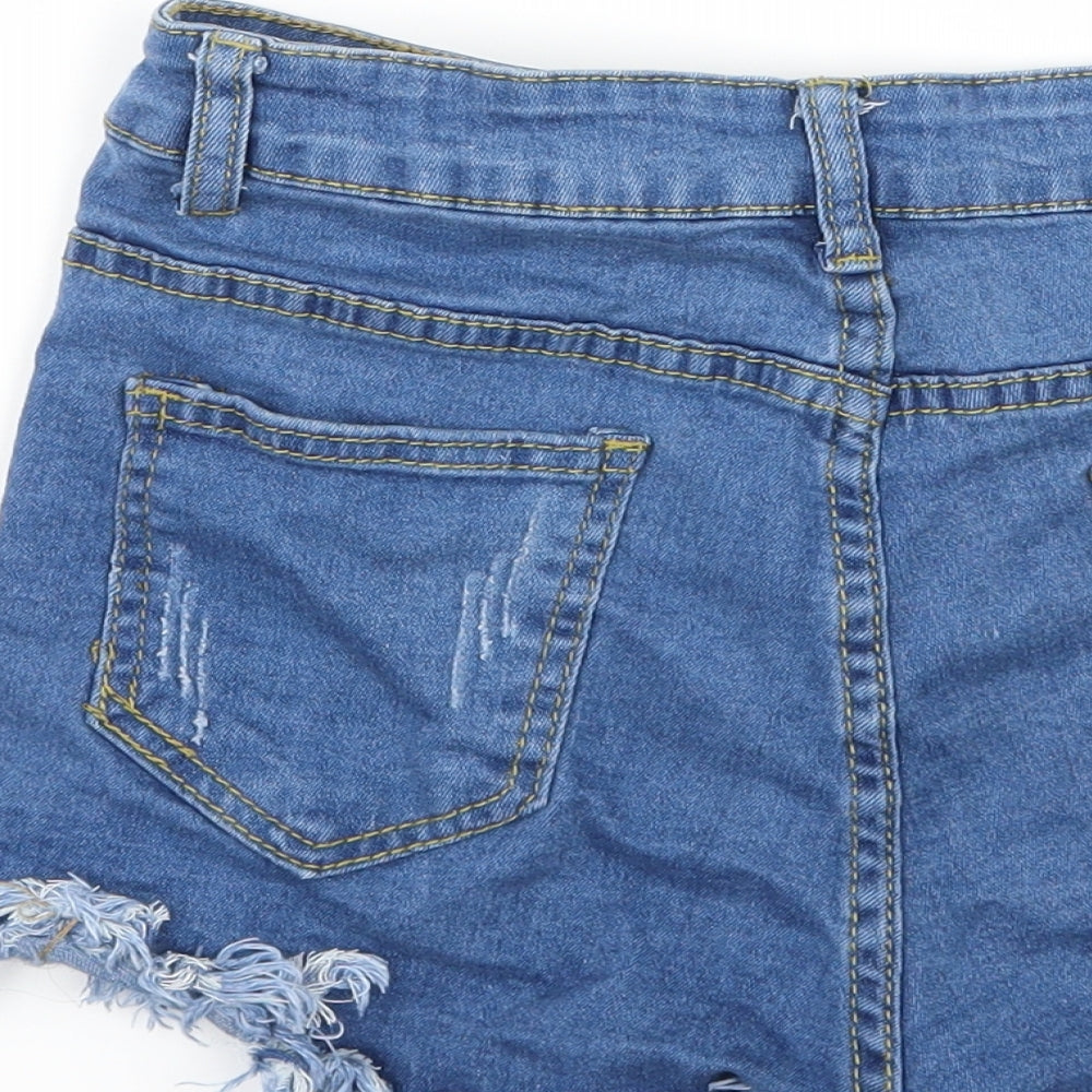 Preworn Girls Blue  Denim Hot Pants Shorts Size M - Distressed