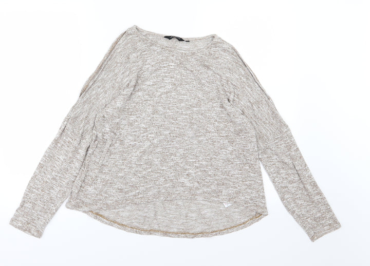 New Look Womens Brown  Knit Pullover Jumper Size 14  - cold shoudler