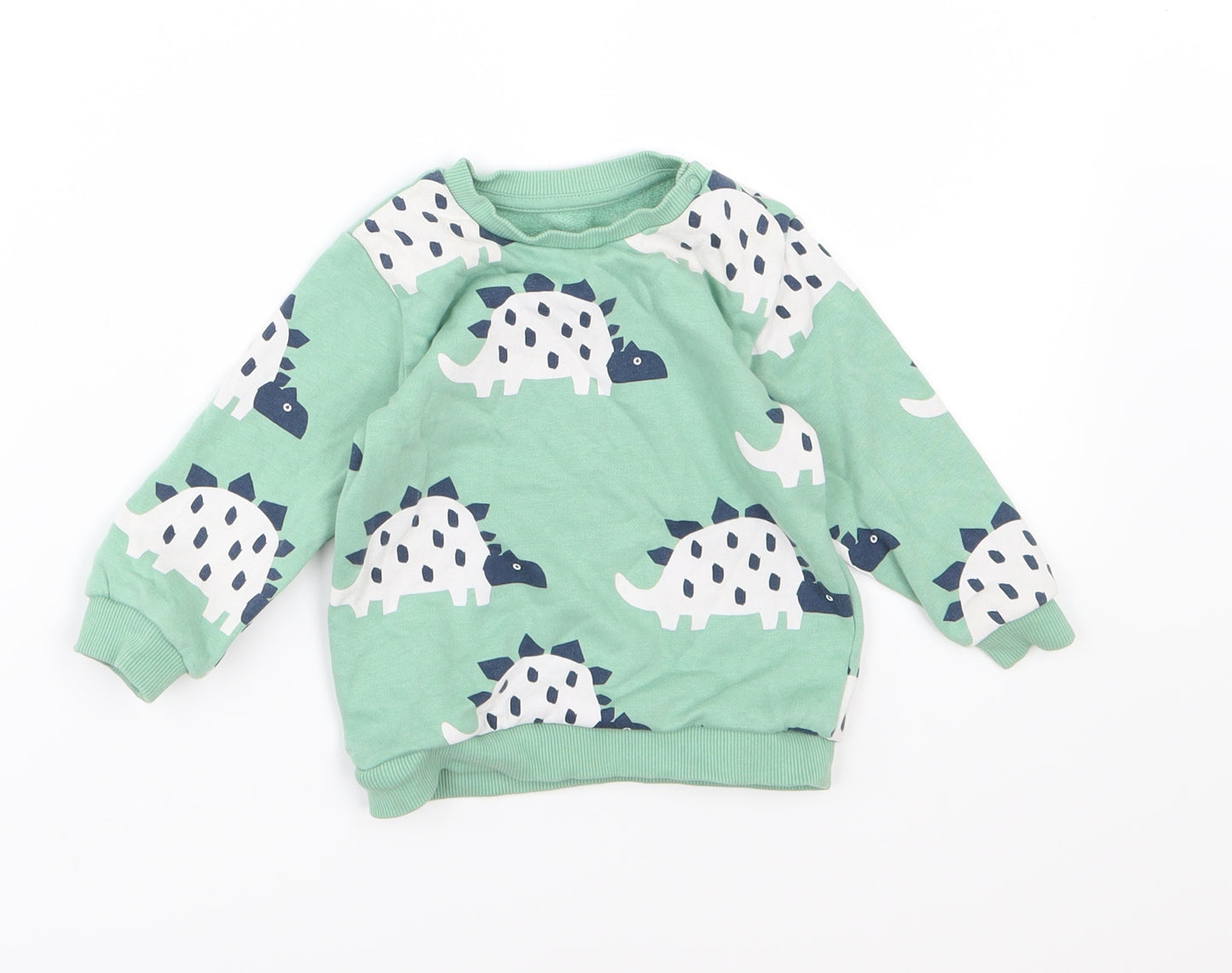 Marks and Spencer Boys Green  Jersey Basic T-Shirt Size 9-12 Months  - Dinosaur