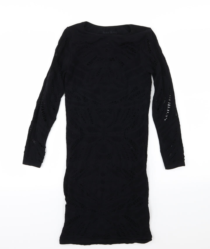 River Island Womens Black Floral  Bodycon  Size S  -