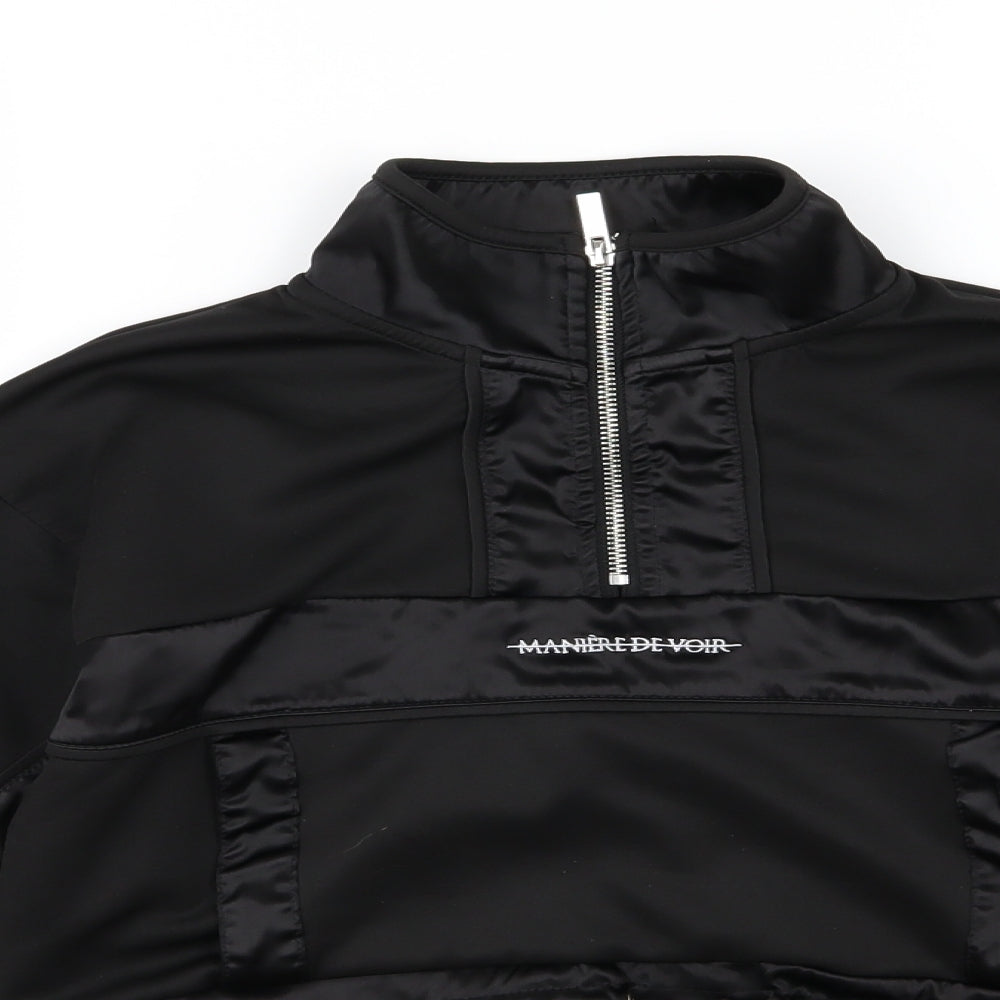 Maniere De Voir Womens Black  Jersey Pullover Sweatshirt Size 8  - Cropped