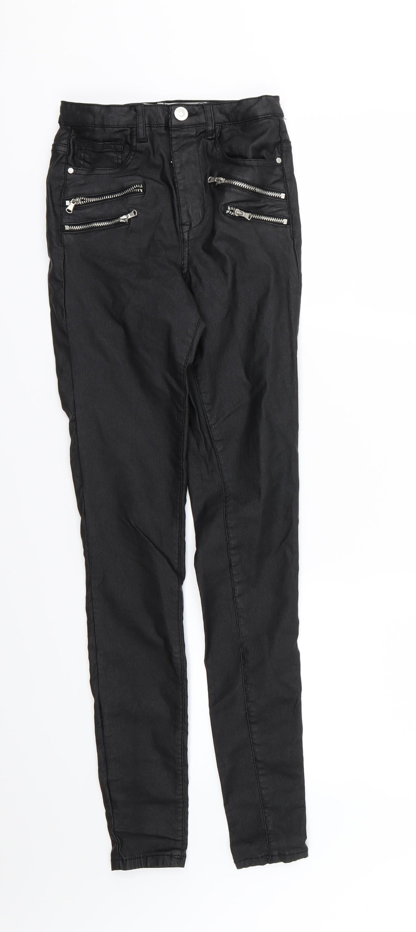 Denim & Co. Womens Black  Denim Skinny Jeans Size 8 L29 in - Leather Effect